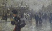 Alfred Stevens Elegants sur les Boulevards oil on canvas